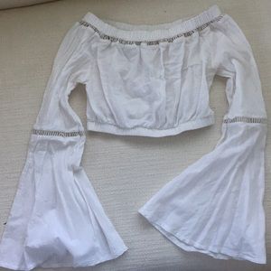 Off the Shoulder White Crop Top